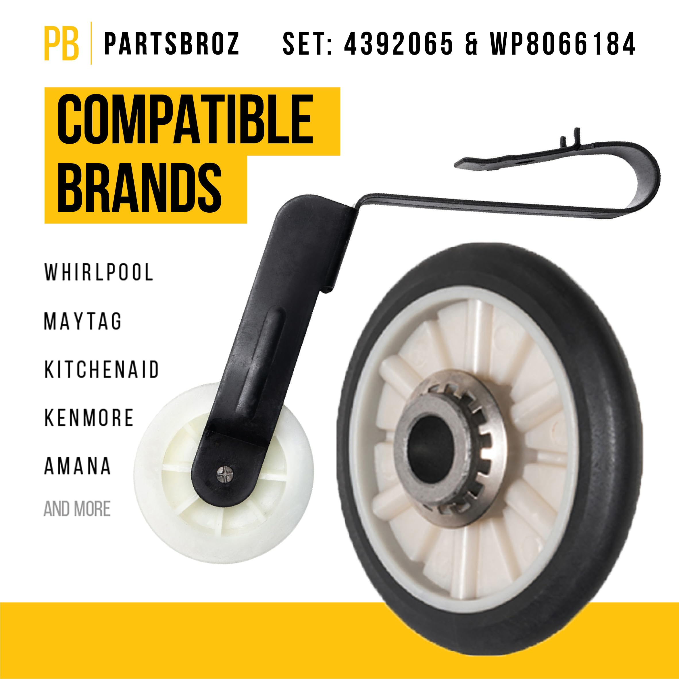 4392065, WP8066184 Drum Belt, Drum Support Roller Kit, Idler Pulley, Motor Pulley