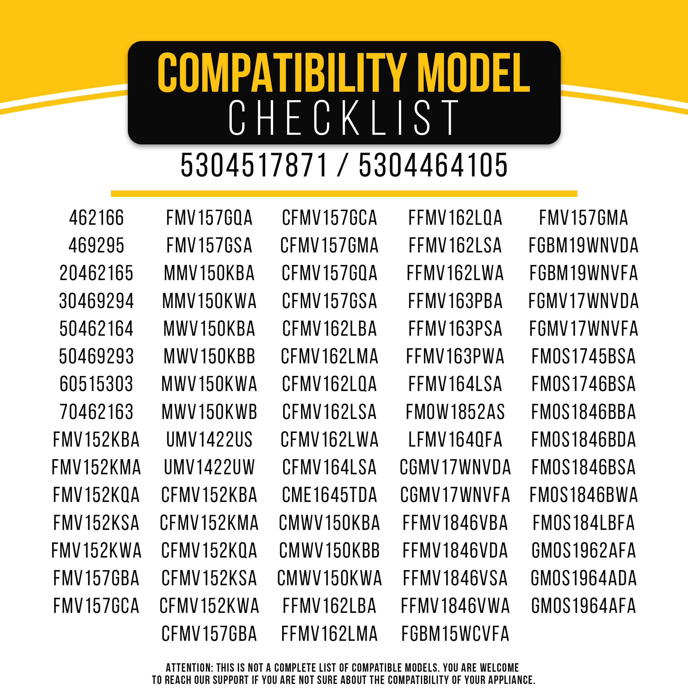 3 COMPATIBLE MODELS 5304517871 5304464105